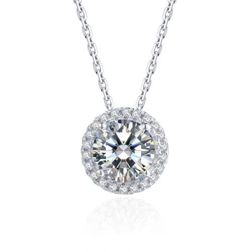 Vintage Luxury 925 Sterling Silver Moissanite Diamond Pendant Women Engagement Large Diamond Wedding Party Necklace